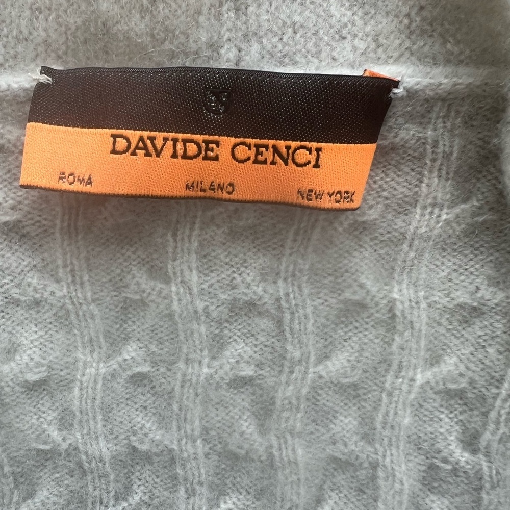 Davide Cenci Italian 100% Cashmere Faux Twinset Cable Knit Cardigan Gray Small - Picture 5 of 8